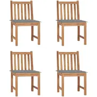 vidaXL Tuinstoelen 4 st met kussens massief teakhout