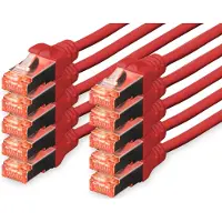 Digitus DK-16440025-R10. Patchkabel, Cat. 6, S/FTP, 0,25 meter, rood, verpakking van 10 stuks