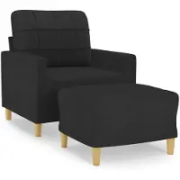 vidaXL Fauteuil met voetenbank 60 cm stof zwart