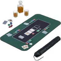 Relaxdays pokerdoek, 120 x 60 cm, Texas Hold'em, grote onderlegger voor pokertafels, antislip, polyester, pokeraccessoire, groen
