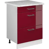 Vicco R-Line Keukenonderkast – 60 cm met laden, met marmeren werkblad Rode hoogglans