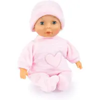 Bayer Mijn Eerste Baby 92802AT, 28 cm, pop met zacht lichaam en gesloten ogen, zeer schattig, liefelijk kledingstuk, roze met hartjes