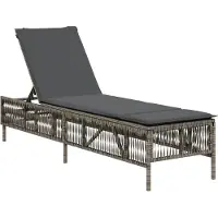 vidaXL Ligbed met kussen poly rattan grijs