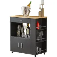 SoBuy FKW113-SCH: Serveerwagen, keukentrolley, keukeneiland, keukenkast, rollende trolley, magnetronovenkast, zwarte keukentrolley, afmetingen (ongeveer): 82x88x46 cm