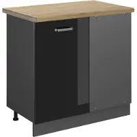Vicco R-Line Hoekkast – 86 cm, WB Eik Zwart hoogglans