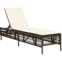 vidaXL Ligbed met kussen poly rattan bruin