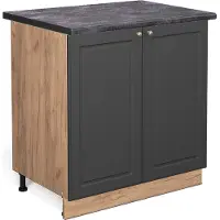 Vicco Keukenonderkast Fame-Line Antraciet-goud 80 cm met legplank, WB Antraciet, Model 45776