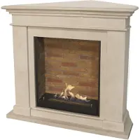 Xaralyn Bio-ethanol haard - Kos-Corner BST - wit natuursteen - 3 KW verwarming - haardombouw inclusief inbouwhaard - schouw - hoekhaard
