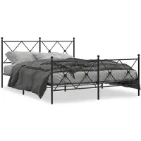 vidaXL Bedframe met hoofdeinde en voeteneinde, zwart, metaal, 150x200 cm