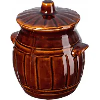 Kadax Aardewerkpan, keramische pot met handgrepen en deksel, vaatwasmachinebestendige aardepan, handgemaakte fermentatiepot van keramiek, inlegpot voor komkommers en zuurkool (3,7 l)