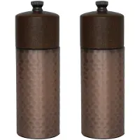 Olympia koperen en houten zout- en pepermolenset 15cm