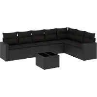 vidaXL 8-delige Loungeset met kussens poly rattan zwart