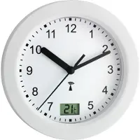 TFA-Dostmann 60.3501 Wandklok Zendergestuurd 17.5 cm x 55 mm Wit Geschikt voor vochtige ruimtes