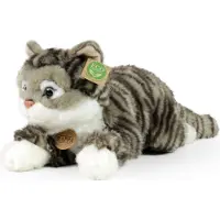 Rappa ECO knuffel Cyperse kat 40 cm - realistische knuffel van recyclede PET flessen - grijs, wit