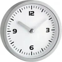 TFA-Dostmann 60.3012 Wandklok Kwarts 16 cm x 160 mm x 45 mm Zilver Geschikt voor vochtige ruimtes