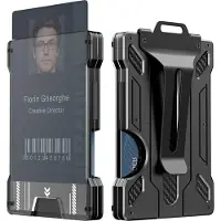INF RFID-kaarthouder voor 6 kaarten en ID-kaarthouder met clip Black