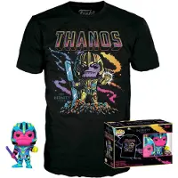 Funko POP! Pop! & Tee Box: Marvel Studios The Avengers - Thanos Blacklight Zwart #909 Exclusive (Size L)