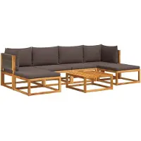 vidaXL 7-delige tuinbankset met kussens acaciahout & touw