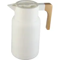 Excellent houseware Uitstekende thermosbeker voor thuisgebruik, kunststof/hout, 1 liter, wit