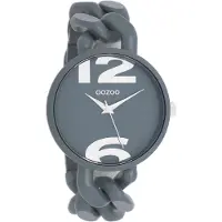 Oozoo Timepieces - Rook grijze horloge met rook grijze grove schakelarmband - C11268