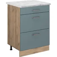 Vicco Keukenonderkast R-Line, Blauw-grijs/Goudkleurig Eiken, 60 cm WB Marmer