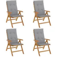 vidaXL Tuinstoelen 4 st verstelbaar met kussens massief teakhout