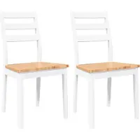 vidaXL Eetkamerstoelen 2 st massief hout rubber wit