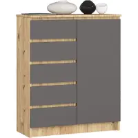 Akord Kommode K80 met 5 Lades en 1 Deur / Furniture Factory / Artisan Eik - Grafietgrijs / 80 x 97 x 35 cm
