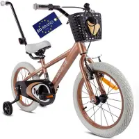 Sun baby Verdant Bike Kinderfiets voor jongens van 4 tot 6 jaar, 16 inch Cappuccino, leeftijd 3 tot 6 jaar, met zijwieltjes, duwstang, handrem