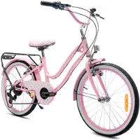 Sun baby Heart Bike Fiets voor een meisje van 6 tot 10 jaar, 20 inch Roze, 6 versnellingen Shimano, kinderfiets in hoogte verstelbaar