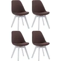 CLP Set van 4 gaststoelen Borneo V2, bekleed met crèmekleurige stof, met een wit frame