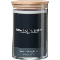 Ritzenhoff & Breker Voorraadpot "FAIA", rond, 1,0 l van glas, cilindrisch, beukenhouten deksel met siliconen, Opbergblikken