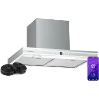 Klarstein Auriana Afzuigkap – 60 cm Wandafzuigkap, 700 m³/u, A+ Energieklasse, WiFi & Touchbediening, LED-verlichting 6000 K, 110 W Motor, Zwart, Afvoer & Koolstoffilter