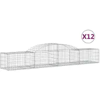 vidaXL Gabionen met boogvorm, 12 stuks, 300x50x40/60 cm, verzinkt staal