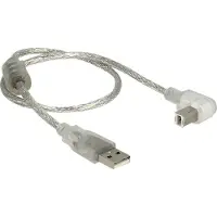 DeLOCK 84811, 0,5 meter, USB A, USB B, USB 2.0, mannelijk/mannelijk, zilver, transparant