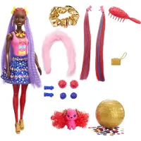 Barbie Color Reveal, glinsterende haarveranderende pop, glinsterend blauw