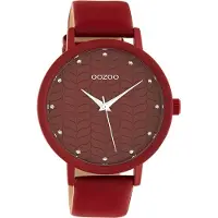 Oozoo Timepieces - Samba rode horloge met samba rode leren band - C10656