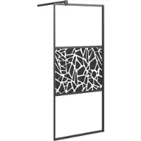 vidaXL Inloopdouchewand met stenenmotief 90x195 cm ESG-glas zwart