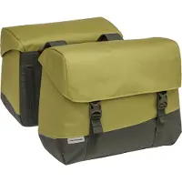 New Looxs Oslo Joli Double - Dubbele Fietstas - Geschikt voor elke Bagagedrager - Ook voor Electrische Fietsen - 100% Gerecycled Polyester - Stevig, Ruim en Vormvast - 37L - Olive-Yellow