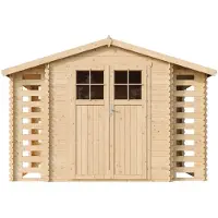Timbela M391F - Houten tuinhuis-brandhoutschuurtje - 5,47 m² - 206x328xH218 cm - zonder vloer