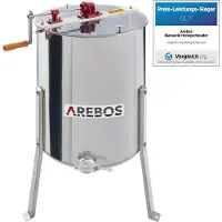 Arebos Honing Extractor - Honing Centrifuge - Roestvrij Staal - Handmatig - voor 4 honingraatjes 26 x 42cm