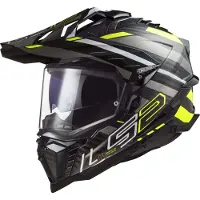 LS2 MX701 Explorer Carbon Edge, enduro helm ,Zwart/Neon-Geel/Grijs ,M