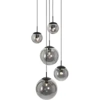 Steinhauer 5-lichts vide hanglamp Bolique zwart met smoke glas