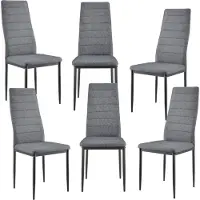 En.casa Eetkamerstoel Italië 96x43x52 cm grijs stof metaal set van 6