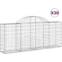 vidaXL Gabionen met boogvorm, 30 stuks, 200x30x80/100 cm, verzinkt staal
