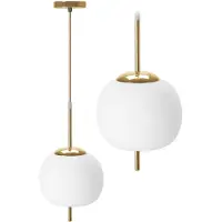 Toolight Plafondlamp Hangende Glazen Bol Wit Goud APP669-1CP