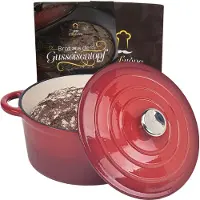 Chefarone Gietijzeren Pan – Braadpan – Inclusief Deksel – Geschikt Voor Alle Warmtebronnen – Geëmailleerd - Rood