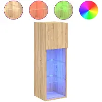 DKD Home Decor Tv-meubel met LED-verlichting 30,5x30x90 cm sonoma eikenkleurig