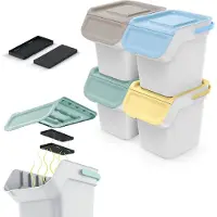 Prosperplast Keden - prullenbakken set van 4x20l - Kaddi Q - as wit