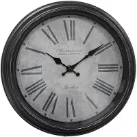 Clayre & Eef Wandklok Ø 25x4 cm Zwart Grijs Kunststof Glas Westminster Clock Company London Muurklok Zwart Muurklok